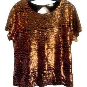 NWT SC Society Bronze Crewneck Top Keyhole Back Sz L MSRP: $80